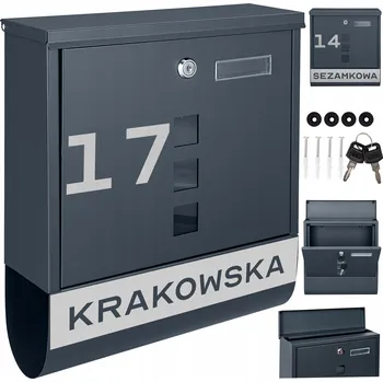 Poštovní schránka Poštovní schránka euroschránka, s vhozem, se schránkou na noviny M-TEC šedá