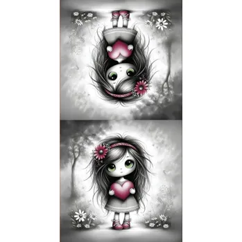 Panel- Velur na polštářek - Dívka se srdíčkem 100x50