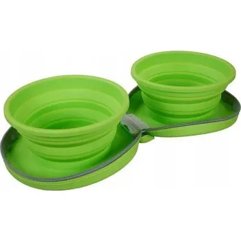 Miska pro psa Skládací (cestovní) silikonová láhev Customagic zelená 0,7 l