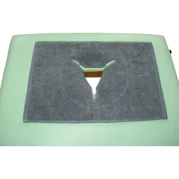 Prostěradlo FROTÉ POTAH NA OPĚRKU HLAVY S VÝŘEZEM PRO MASÁŽNÍ LŮŽKO / STŮL, KOMFORTNÍ, ŠEDÝ