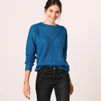 Dámský svetr Pulovr se vzorem petrolejová 38/40