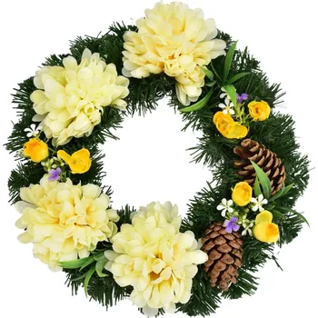 Věnec Podzimní věnec se sv. žlutými chryzantémami Ø 30 cm