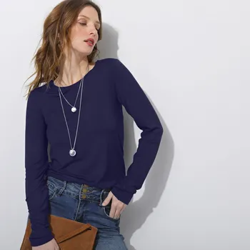 Dámské tričko Strečové tričko s kulatým výstřihem námořnická modrá 54