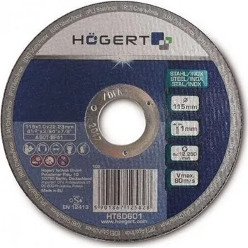 Brusný kotouč Korundový kotouč na řezání kovu a inoxu HOGERT HT6D602 - 125 mm, 1 mm