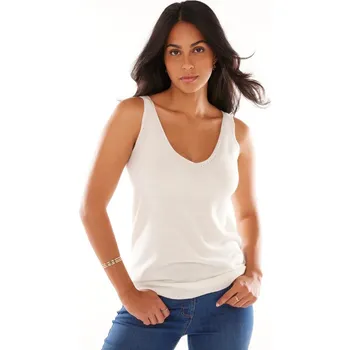 Dámské tričko Úpletový top s výstřihem do V režná 42/44