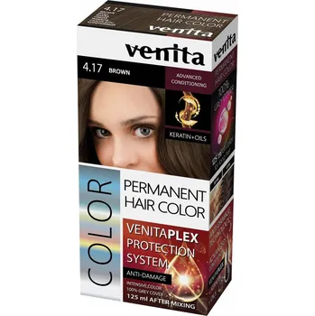 Barva na vlasy Venita Plex Protection System Permanent Hair Color 4.17 Hnědá barva na vlasy s ochranou barvy