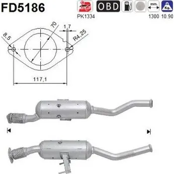 Filtr pevných částic Filtr sazových částic, výfukový systém AS FD5186
