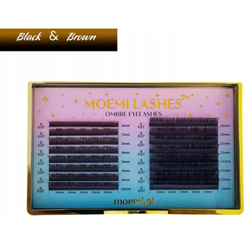 Umělé řasy Řasy Moemi Lashes Ombre Black&Brown 16 proužků CC 0.10 MIX (6-13 mm)