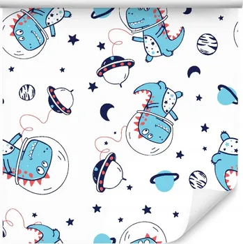 Tapeta Tapeta dinosauři, hvězdy a měsíce – tapeta do dětského pokoje
