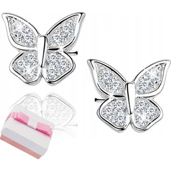 Náušnice STŘÍBRNÉ NÁUŠNICE 925 PRO DĚTI MOTÝLCI ŠROUBKY BAREVNÉ VZORY