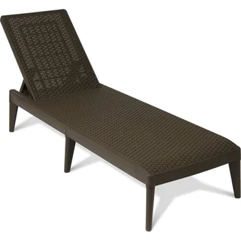 Zahradní lehátko Hnědé zahradní lehátko umělý ratan plast polohovací, možnost sklopení do roviny