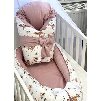 Příslušenství pro dětskou postel a kolébku Set do postýlky - malinový se zvířátky