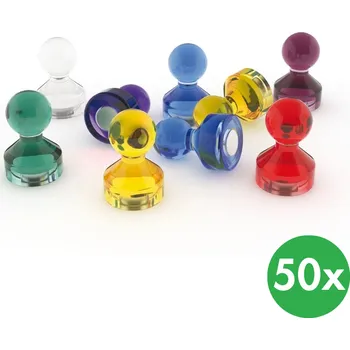Kancelářský nábytek Sada magnetů pro popisovací tabule, průměr 11 mm, krystal - mix barev, 50 ks