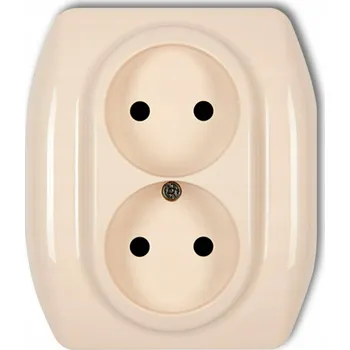 Elektrická zásuvka 1GP-2 béžová Dvojitá zásuvka bez uzemnění 16A Karlik řada TREND
