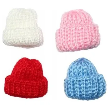 Pokrývka hlavy 3D textilní ozdoby – pletené čepičky, 4 ks