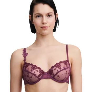 Podprsenka Polovyztužená dvoubarevná podprsenka White nights, s kosticemi švestková 70C