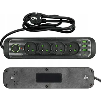 Napájecí kabel Prodlužovací Kabel přívod s vypínačem Elektrosalon 3 m, 4 ks, černý