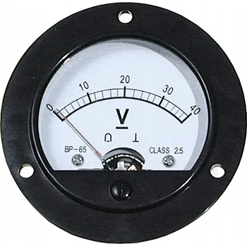 ANALOGOVÝ VOLTMETR KULATÝ 40V ČERNÝ