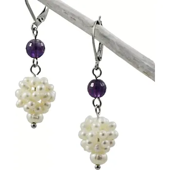Náušnice Perlové náušnice s broušeným ametystem