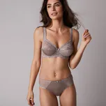 Sada 2 klasických kalhotek Salford z úpletu a krajky čokoládová+hnědošedá 42/44