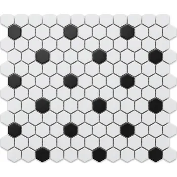 Obklad Keramická mozaika Szklane Mozaiki 30 x 26 cm bílá, černá
