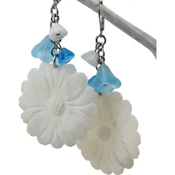 Náušnice Náušnice Perleťové a modré květy