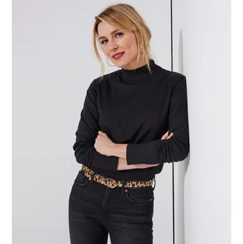 Dámská móda Tričko se stojáčkem a dlouhými rukávy černá 34/36