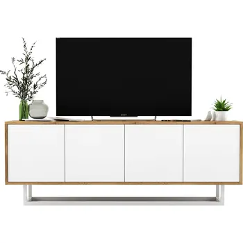 Televizní stolek TV stolek Loft komoda pod TV bílá MAT 150 cm rám