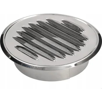 Větrací mřížka Kulatá kovová mřížka s přírubou a síťkou Fi 125 NEREZOVÁ OCEL