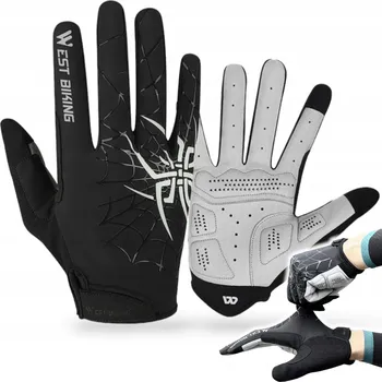 Rukavice SPORTOVNÍ CYKLISTICKÉ RUKAVICE S GELOVOU VÝPLNÍ, CELOPRSTOVÉ, DOTYKOVÉ, 2 VZORY