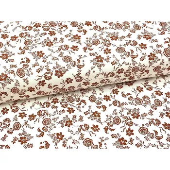 Mirtex Plátno HANA 120/213016-1-2 Růže hnědá malá Chlupkal šíře 141cm Zbytková metráž