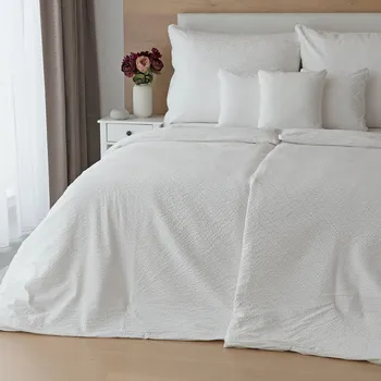 Povlečení Krepové povlečení bílé 140 x 200, 70 x 90 cm zipový uzávěr
