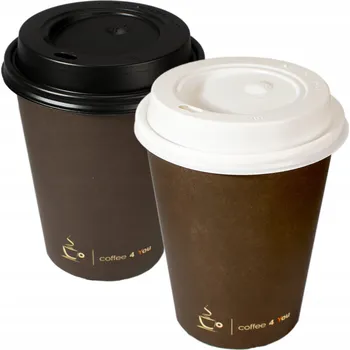 Jednorázové nádobí PAPÍROVÉ KELÍMKY NA KÁVU 250ML C4Y + VÍČKA 100 KS