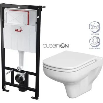 WC sada ALCA Sádromodul - předstěnový instalační systém bez tlačítka + WC CERSANIT CLEANON COLOUR + SEDÁTKO AM101/1120 X CN1