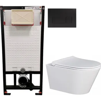 Klozet DEANTE Podomítkový rám, pro závěsné WC mísy + SLIM tlačítko černé + WC MYJOYS MY1 + SEDÁTKO CST_WC01 N51P MY1