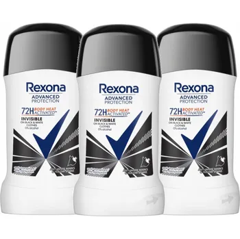 REXONA SADA DEODORANTŮ DÁMSKÝCH V TYČINCE INVISIBLE BLACK&WHITE 50ML x3