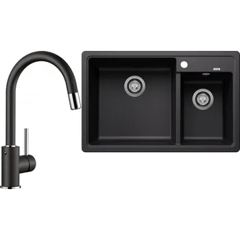 Granitový dřez Set RS Blanco Legra 8+ Blanco Mida-S (černá + černá)