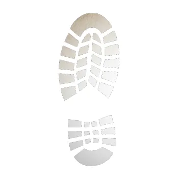 Samolepící dekorace SAMOLEPKA Stopa od boty levá (82 - odrazková reflexní bílá) NA AUTO, NÁLEPKA, FÓLIE, POLEP, TUNING, VLASTNÍ TEXT, TISK, AUTOSAMOLEPKY.cz, POLEPY, OBRÁZEK, LOGO, SAMOLEPKY