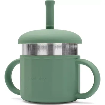 dětská jídelní sada Wiky Hrneček silikonový 2v1 New Baby zelený