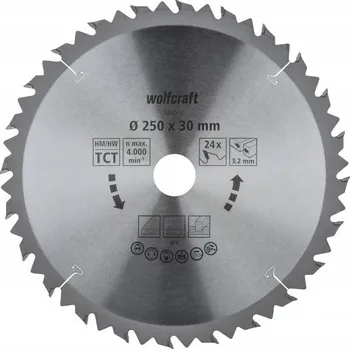 Pilový kotouč Wolfcraft Kotouč na dřevo HM 250 x 30 mm, 24 zubů