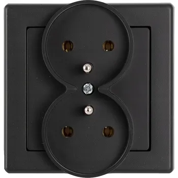 Elektrická zásuvka Elektrická zásuvka dvojitá Timex-Elektro černá s rozebíratelným uzemněním