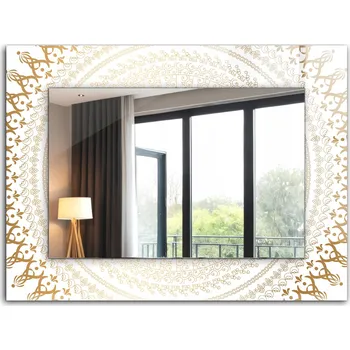 Zrcadlo Nástěnné zrcadlo se skleněným rámem s potištěným motivem 80x60 cm vzor mandala