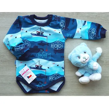 AMÁLKA Elastické modré body, moře, lodičky Velikost: 68