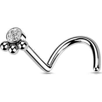 Piercing Zahnutý piercing do nosu se zirkonem (stříbrná)