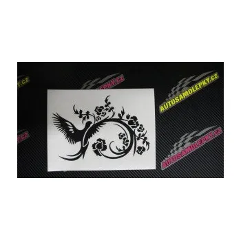 Samolepící dekorace SAMOLEPKA Květina 011 levá ptáček s květy (17 - šedá) NA AUTO, NÁLEPKA, FÓLIE, POLEP, TUNING, VLASTNÍ TEXT, TISK, AUTOSAMOLEPKY.cz, POLEPY, OBRÁZEK, LOGO, SAMOLEPKY