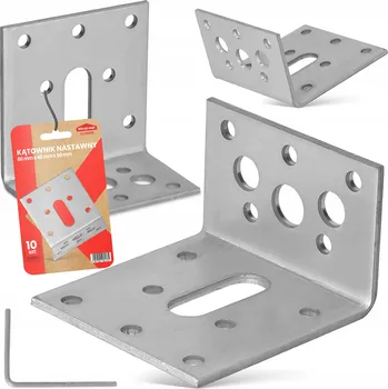 Úhloměr 10x TESAŘSKÝ NASTAVITELNÝ ÚHELNÍK 60x40x60 SPOJOVACÍ ÚHELNÍK NA DŘEVO OCEL POZINK