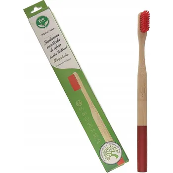 Zubní kartáček Bambusový kartáček na zuby Biomika červený