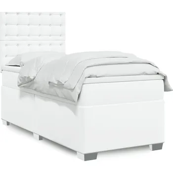 Postel vidaXL Box spring postel s matrací 80 x 200 cm umělá kůže [3290698] Barva: Bílá