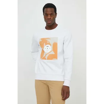 Pánské oblečení Bavlněná mikina BOSS 50514449 bílá 00X, vel. M