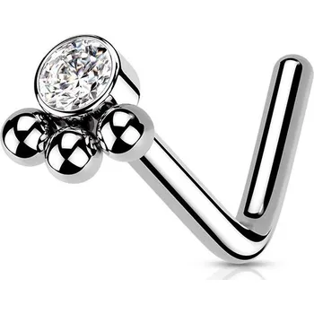 Piercing Zahnutý piercing do nosu se zirkonem